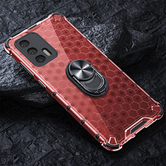 Custodia Silicone Trasparente Specchio Laterale 360 Gradi con Magnetico Anello Supporto AM1 per Realme GT Neo 2T 5G Rosso