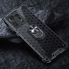 Custodia Silicone Trasparente Specchio Laterale 360 Gradi con Magnetico Anello Supporto AM1 per Xiaomi Mi Mix 4 5G Nero