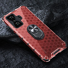 Custodia Silicone Trasparente Specchio Laterale 360 Gradi con Magnetico Anello Supporto AM1 per Xiaomi Redmi K50 Gaming AMG F1 5G Rosso