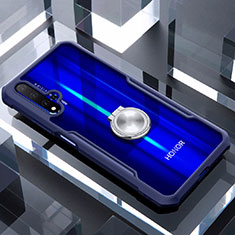 Custodia Silicone Trasparente Specchio Laterale 360 Gradi con Magnetico Anello Supporto per Huawei Honor 20S Blu