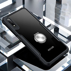 Custodia Silicone Trasparente Specchio Laterale 360 Gradi con Magnetico Anello Supporto per Huawei Honor 9X Nero