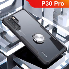 Custodia Silicone Trasparente Specchio Laterale 360 Gradi con Magnetico Anello Supporto per Huawei P30 Pro New Edition Nero