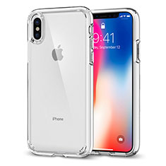 Custodia Silicone Trasparente Specchio Laterale 360 Gradi per Apple iPhone X Chiaro