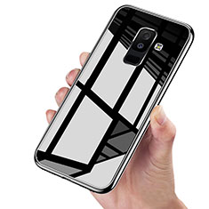Custodia Silicone Trasparente Specchio Laterale 360 Gradi per Samsung Galaxy A6 Plus Nero