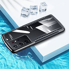 Custodia Silicone Trasparente Specchio Laterale 360 Gradi per Samsung Galaxy S21 Ultra 5G Nero