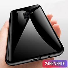 Custodia Silicone Trasparente Specchio Laterale 360 Gradi T03 per Samsung Galaxy A6 Plus (2018) Nero