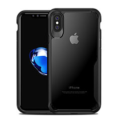 Custodia Silicone Trasparente Specchio Laterale 360 Gradi T10 per Apple iPhone Xs Nero