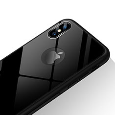 Custodia Silicone Trasparente Specchio Laterale 360 Gradi T15 per Apple iPhone Xs Max Nero
