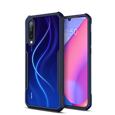 Custodia Silicone Trasparente Specchio Laterale Cover H01 per Xiaomi Mi A3 Blu