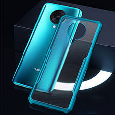 Custodia Silicone Trasparente Specchio Laterale Cover H01 per Xiaomi Redmi K30 Pro 5G Ciano