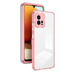 Custodia Silicone Trasparente Specchio Laterale Cover H01P per Motorola Moto G72 Oro Rosa