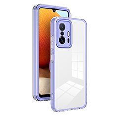 Custodia Silicone Trasparente Specchio Laterale Cover H01P per Xiaomi Mi 11T Pro 5G Viola