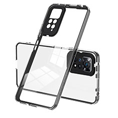 Custodia Silicone Trasparente Specchio Laterale Cover H01P per Xiaomi Redmi Note 11 Pro 5G Nero