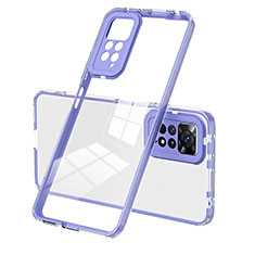 Custodia Silicone Trasparente Specchio Laterale Cover H01P per Xiaomi Redmi Note 11 Pro 5G Viola