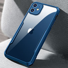 Custodia Silicone Trasparente Specchio Laterale Cover H03 per Apple iPhone 12 Blu