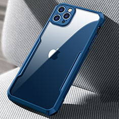 Custodia Silicone Trasparente Specchio Laterale Cover H03 per Apple iPhone 12 Pro Max Blu
