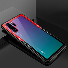 Custodia Silicone Trasparente Specchio Laterale Cover M01 per Huawei P30 Pro New Edition Rosso