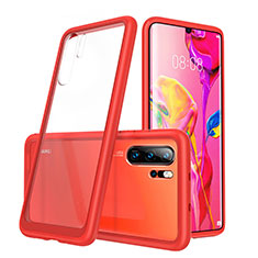 Custodia Silicone Trasparente Specchio Laterale Cover M02 per Huawei P30 Pro New Edition Rosso