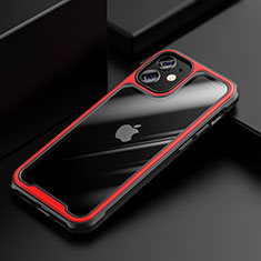 Custodia Silicone Trasparente Specchio Laterale Cover M03 per Apple iPhone 12 Rosso