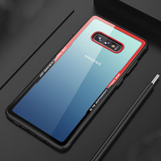 Custodia Silicone Trasparente Specchio Laterale Cover M03 per Samsung Galaxy S10e Rosso