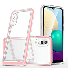 Custodia Silicone Trasparente Specchio Laterale Cover MQ1 per Samsung Galaxy A02 Oro Rosa