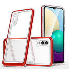 Custodia Silicone Trasparente Specchio Laterale Cover MQ1 per Samsung Galaxy A02 Rosso