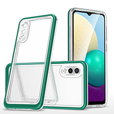 Custodia Silicone Trasparente Specchio Laterale Cover MQ1 per Samsung Galaxy A02 Verde