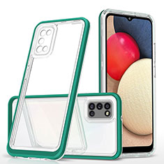 Custodia Silicone Trasparente Specchio Laterale Cover MQ1 per Samsung Galaxy A02s Verde