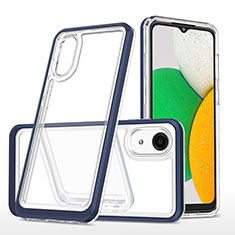 Custodia Silicone Trasparente Specchio Laterale Cover MQ1 per Samsung Galaxy A03 Core Blu