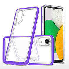 Custodia Silicone Trasparente Specchio Laterale Cover MQ1 per Samsung Galaxy A03 Core Viola