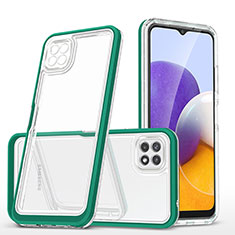 Custodia Silicone Trasparente Specchio Laterale Cover MQ1 per Samsung Galaxy A22 5G Verde