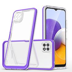 Custodia Silicone Trasparente Specchio Laterale Cover MQ1 per Samsung Galaxy A22s 5G Viola