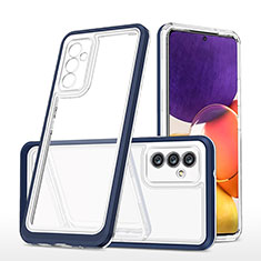 Custodia Silicone Trasparente Specchio Laterale Cover MQ1 per Samsung Galaxy A82 5G Blu