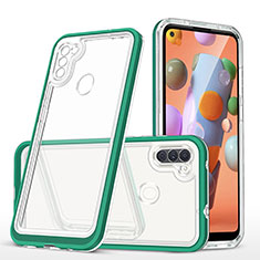 Custodia Silicone Trasparente Specchio Laterale Cover MQ1 per Samsung Galaxy M11 Verde