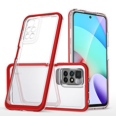 Custodia Silicone Trasparente Specchio Laterale Cover MQ1 per Xiaomi Redmi 10 4G Rosso
