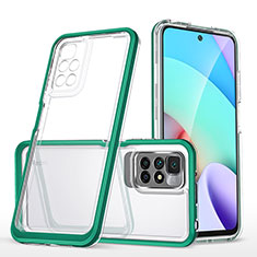 Custodia Silicone Trasparente Specchio Laterale Cover MQ1 per Xiaomi Redmi Note 11 4G (2021) Verde