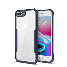 Custodia Silicone Trasparente Specchio Laterale Cover P01 per Apple iPhone 7 Plus Blu