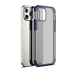 Custodia Silicone Trasparente Specchio Laterale Cover per Apple iPhone 12 Max Blu