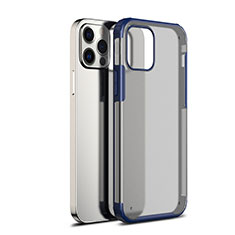 Custodia Silicone Trasparente Specchio Laterale Cover per Apple iPhone 12 Pro Max Blu