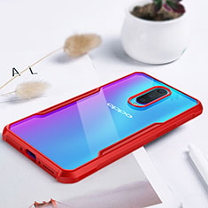 Custodia Silicone Trasparente Specchio Laterale Cover per Oppo R17 Pro Rosso