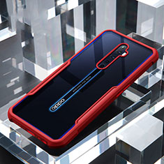 Custodia Silicone Trasparente Specchio Laterale Cover per Oppo Reno2 Z Rosso