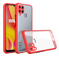 Custodia Silicone Trasparente Specchio Laterale Cover per Realme C15 Rosso