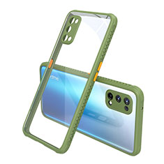 Custodia Silicone Trasparente Specchio Laterale Cover per Realme Q2 Pro 5G Verde