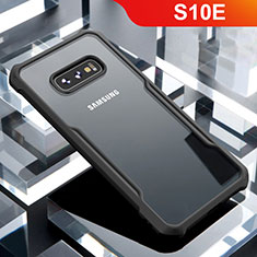 Custodia Silicone Trasparente Specchio Laterale Cover per Samsung Galaxy S10e Nero