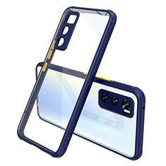 Custodia Silicone Trasparente Specchio Laterale Cover per Vivo Y70 (2020) Blu Notte