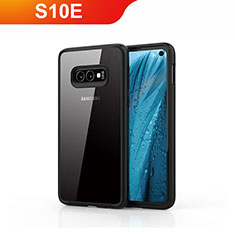 Custodia Silicone Trasparente Specchio Laterale Cover S01 per Samsung Galaxy S10e Nero