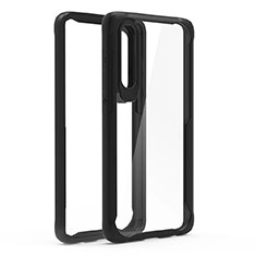 Custodia Silicone Trasparente Specchio Laterale Cover T02 per Huawei P30 Nero
