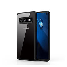 Custodia Silicone Trasparente Specchio Laterale Cover T02 per Samsung Galaxy S10 Nero