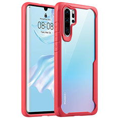 Custodia Silicone Trasparente Specchio Laterale Cover Z02 per Huawei P30 Pro New Edition Rosso