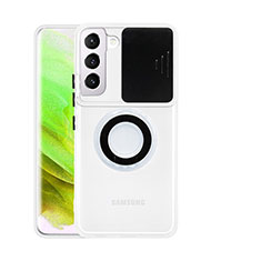 Custodia Silicone Trasparente Ultra Slim Cover Morbida con Anello Supporto S01 per Samsung Galaxy S21 FE 5G Nero